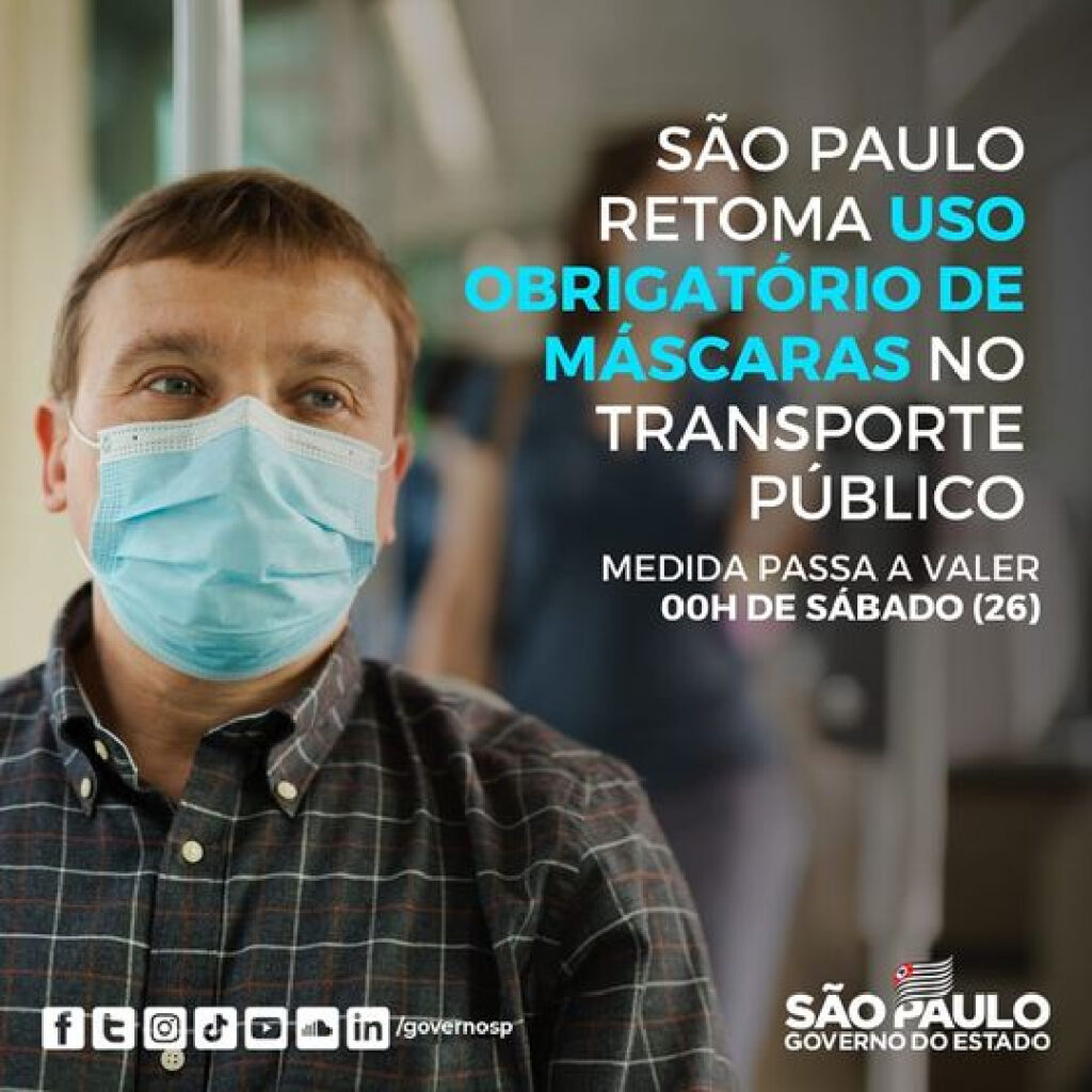 Uso de máscara no transporte público volta a ser obrigatório em São